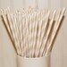 100 IVORY CREAM Striped Paper Straws with Blank Paper Flags - Wedding - Dinner Parties - Birthday - Made In USA