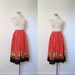 1960s Circle Skirt / 60s Pink and Black Floral Full Skirt / High Waisted (XS small)