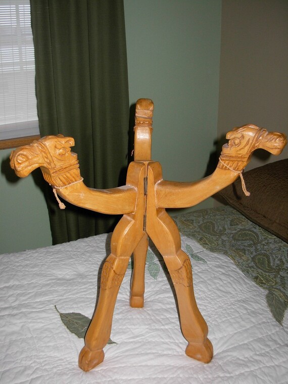 Vintage 3 Legged Wooden Camel Stool Frame from Middle East for