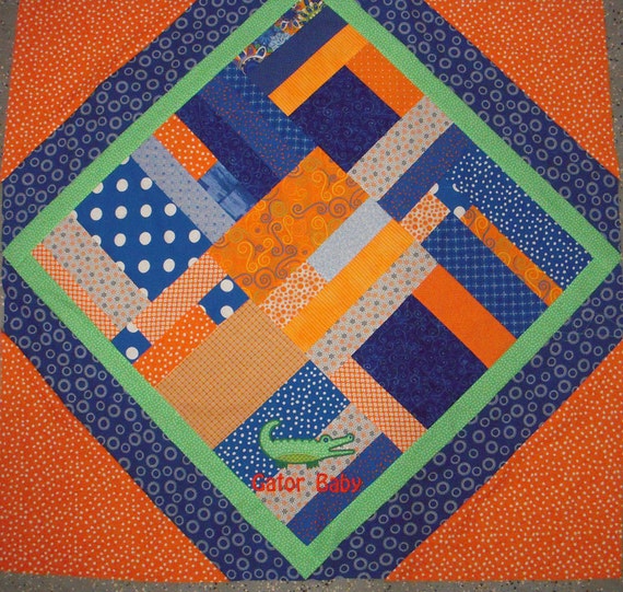 Custom Orange & Blue UF Florida Gator Baby Quilt
