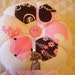 Cupcake Pink and Brown English Paper Pieced Pincushion with Charm
