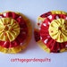 6 Yo Yo Yellow and Red Lady Bug Fabric Quilt Block Trim Embellishment Hair Barrette Kit