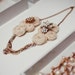 Bridal Fabric Flower Ivory Bib Statement Bridesmaid Pearl & Gold Necklace with Vintage Brooch OOAK- Rose Milkshake Necklace