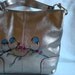 Chickadees on a branch - OOAK - Hand painted metallic bag