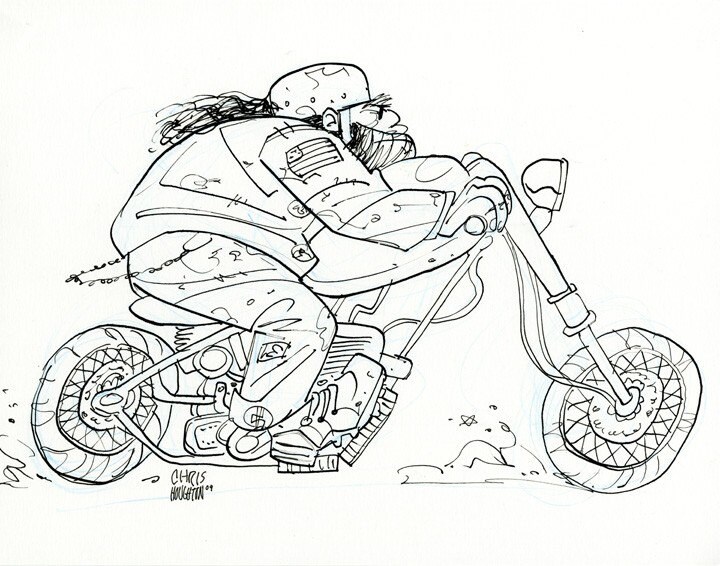 Original Biker Drawing By Chris Houghton 100 By ChrisHoughtonArt