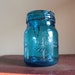 Vintage Blue Glass Jar with Lid - 1965 Made in Italy
