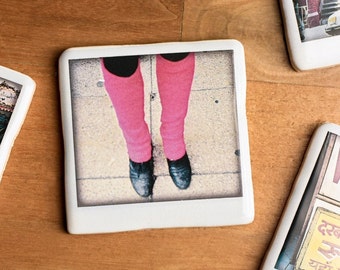 Polaroid Ceramic Coaster - Pink Leg Warmers