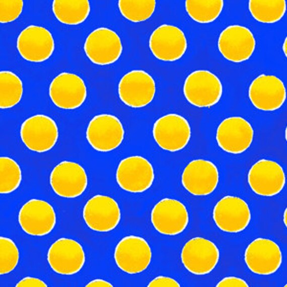 Sand Box Boy Fabric Yellow Gold Polka Dots Royal Blue