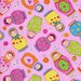 Matreshka Wood Russian Stacking Doll Pink Fabric by Timeless Treasures