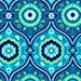 Amy Butler Lark Treasure Box Fabric Blue Green Daisey Flowers Tile On Light Blue