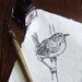 Inky Wren Original Handmade Ink Drawing on Khadi paper