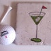 Martini with golf ball ceramic beverage coaster set of four Hand stamped