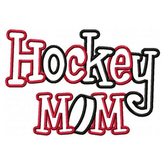 Hockey Mom 2 Color Embroidery Machine Applique Design 2556
