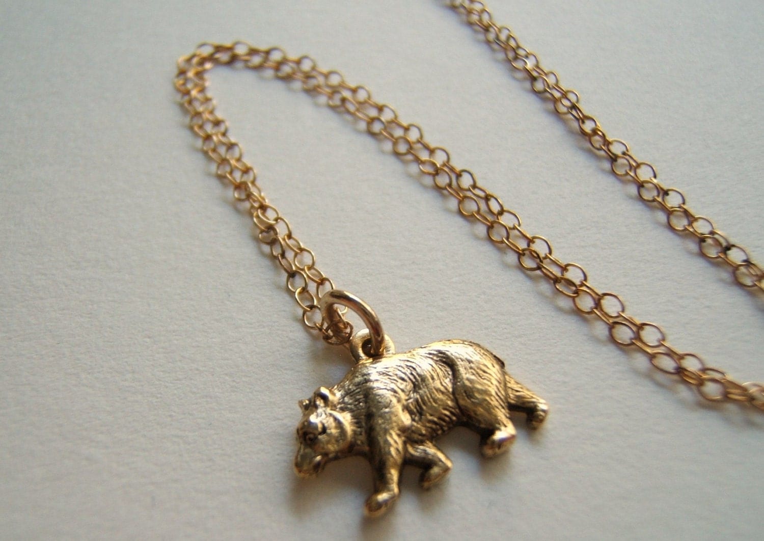 Little Bear Necklace Gold filled chain Minimal Jewelry by