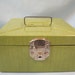 Vintage 1970s Green Metal Check File Box Organizer With Lock & Key