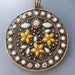 Vintage ArtNouveau MEDALLION from LISBON - gorgeous floral medallion with cabochon and swarovski -art.385-