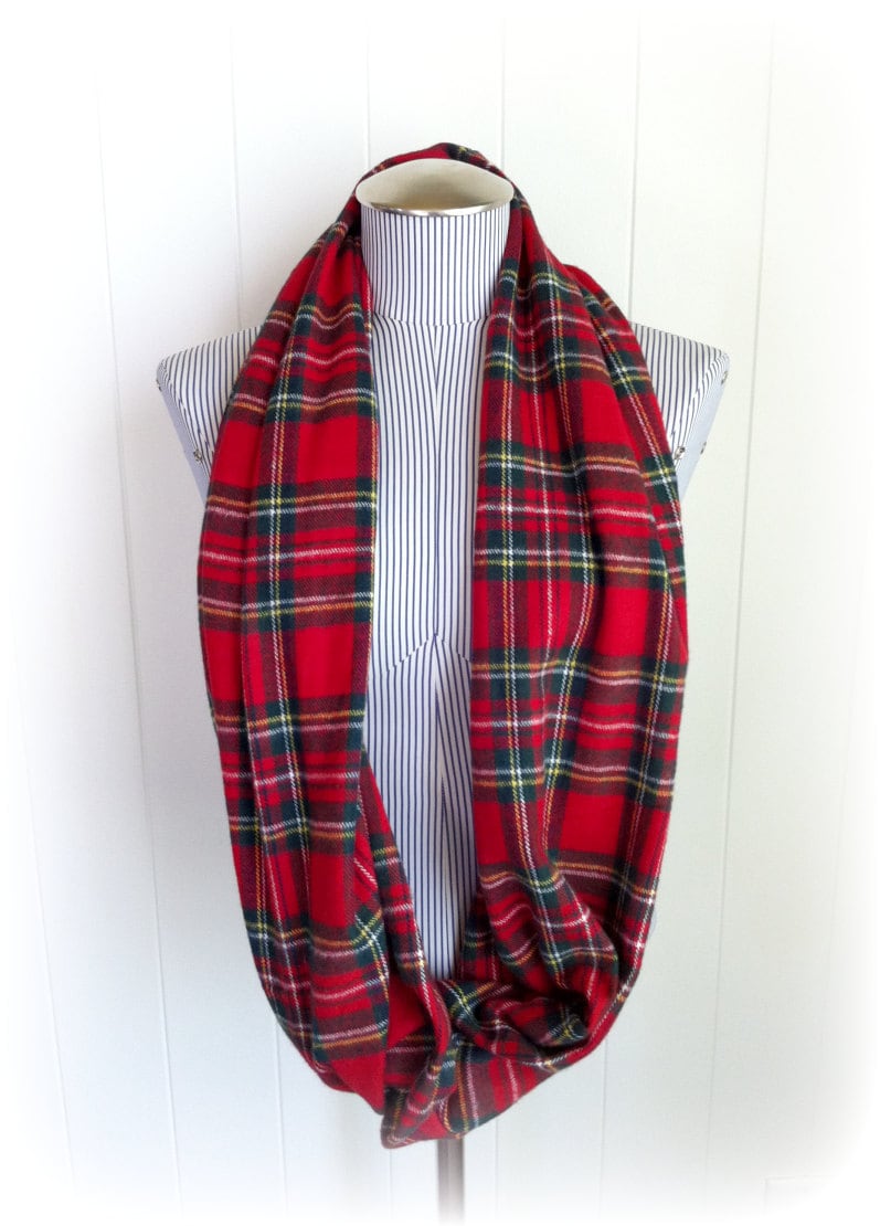 Christmas Scarf Plaid Infinity Scarf Tartan Red and Green