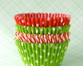 Christmas Mix Cupcake Liners Baking Cups - Lime and Red - Polka Dot and Stripes (60) Il_170x135
