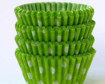 MINI Lime Green Polka Dot Cupcake Liners (60)