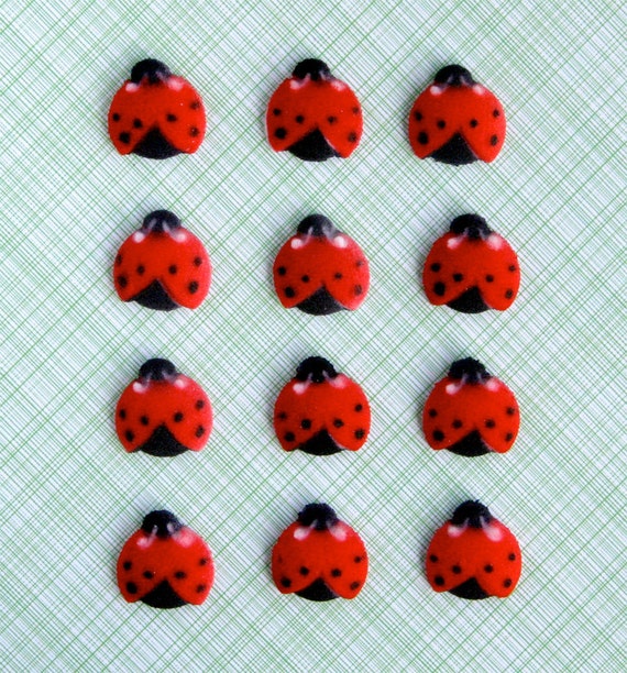 Ladybug Edible Sugar Decorations For Cupcake And Cake