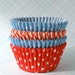 Holiday Mix Cupcake Liners Baking Cups - Light Blue and Red - Polka Dot and Stripes (60)