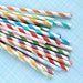 Rainbow Mix Striped Paper Straws with DIY Flags (100)