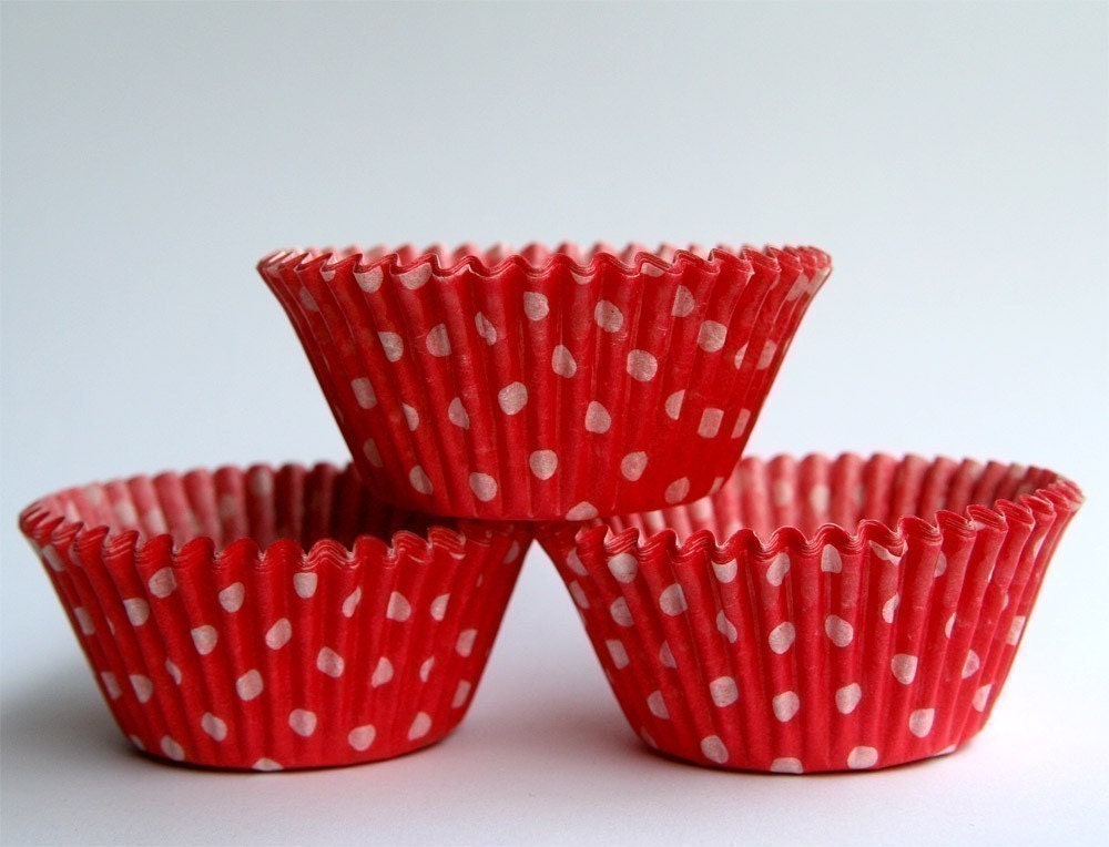 Red Polka Dot Cupcake Liners 50 count Red Dot Baking Cups