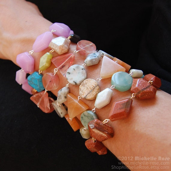 Green Stone Bracelet Diamond Circle Bead Bracelet