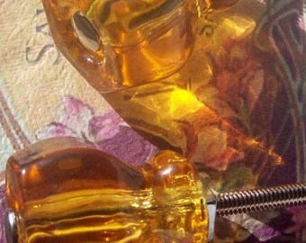 12 Pack Drawer Pulls Amber Glass Knobs Honey Gold Yellow 1.25 Inch
