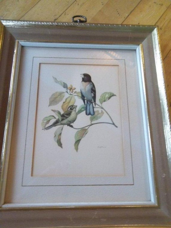 Vintage Framed Print Turner Wall Accessory Birds on a