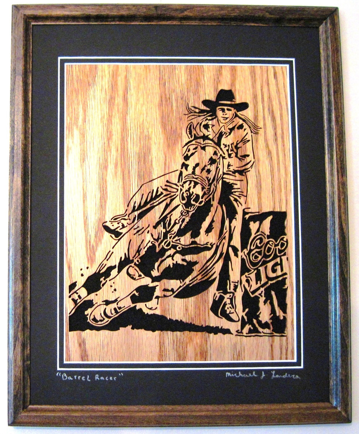 Barrel Racer scroll saw art framed art wall art