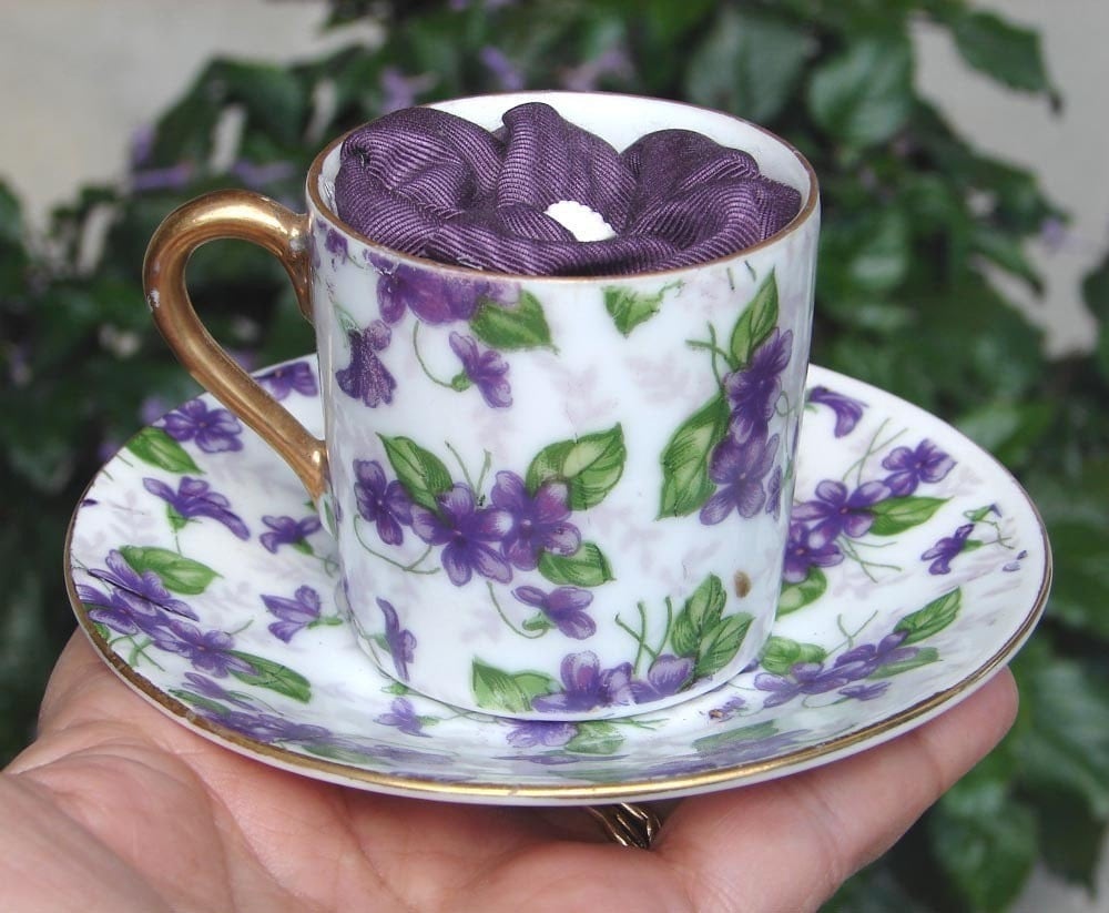 Vintage INARCO Violet Pattern Small TEA CUP and SAUCER