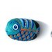 Painted rock stone art turquoise fish magnet
