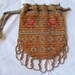 Antique beaded bag purse French steel micro metal beaded Floral esign reticule