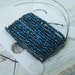 antique French steel cut bead strand Peacock Blue metal diamond facetes