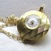Gold tone vintage pocket watch pendant necklace by Lucerne, 1950s mid century modern