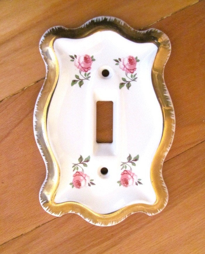 Vintage porcelain light switch plate