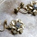 Earrings, Rhinestone Dangle, Gold Tone, Midcentury Modern