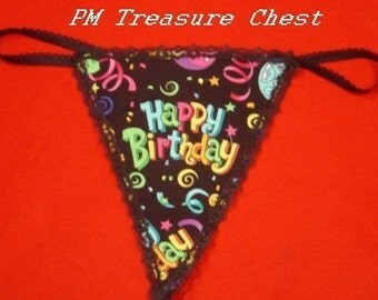 Womens HAPPY BIRTHDAY G-String Thong Lingerie Panty Underwear