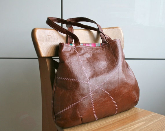 Brown leather bag handmade leather tote soft tan italian