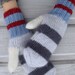 Gray striped gloves, winter mittens, women winter gloves, wool gloves.