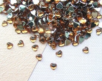 3mm ORANGE Heart Shaped Rhinestone Flatbacks - 500 pcs
