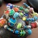 Reserved - Party Girl Memory Wire Bracelet - Colorful Lampwork Glass Bead Sterling Silver Wrap Bracelet