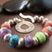 Softly Bracelet Etched Glass Bead Thai Sterling Silver Beaded Bracelet