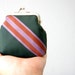 Recycled Necktie Coin Purse - Green w/ Lilac and Orange/Rust Stripes