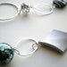 OOAK Black Teal Gray Link Statement Necklace- No. 1