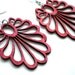 SALE Rasberry Wooden Filigree Drop Earrings