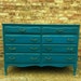 Vintage French Provincial Dresser In Teal