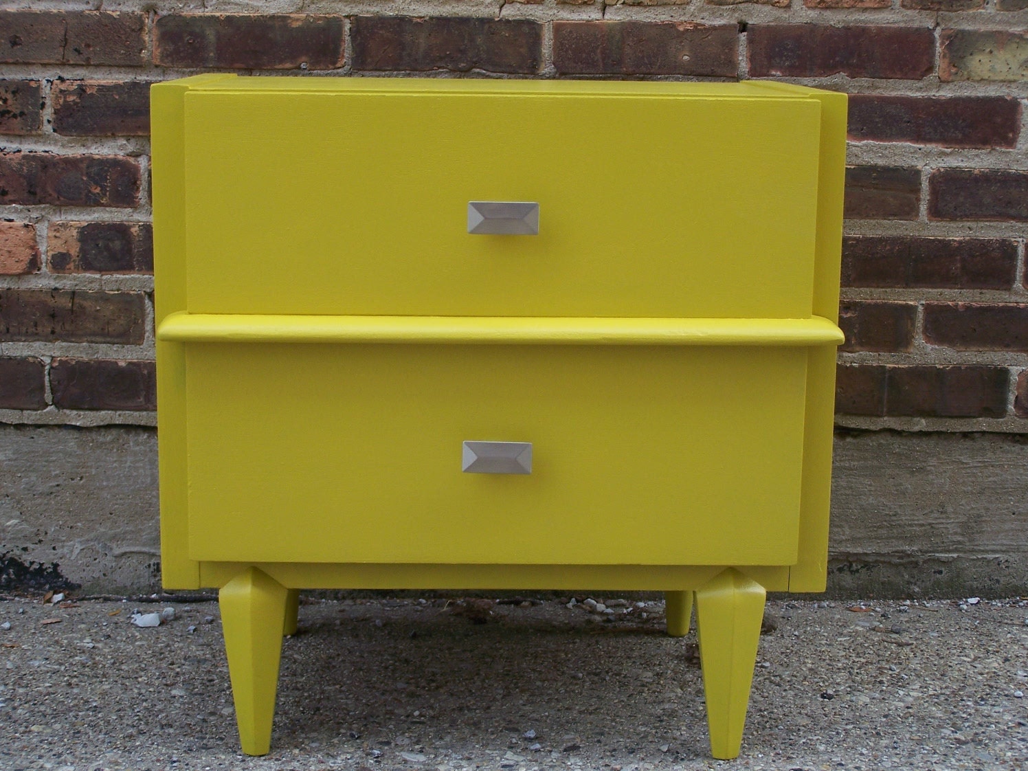 Mid Century Mustard Yellow Nightstand