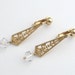 Vintage Filigree Earrings, Crystal Earrings, Gold Earrings, Dangle Earrings